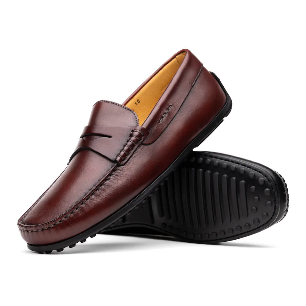 35-100-BRG MONZA Italian Calfskin Driver, Burgundy Size 8