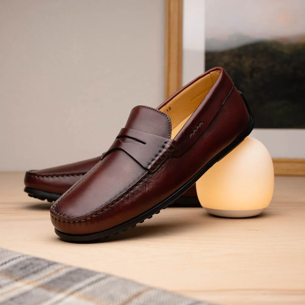 35-100-BRG MONZA Italian Calfskin Driver, Burgundy Size 8