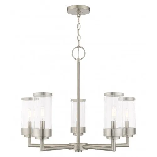 5 Lt Brushed Nickel Outdoor Chandelier