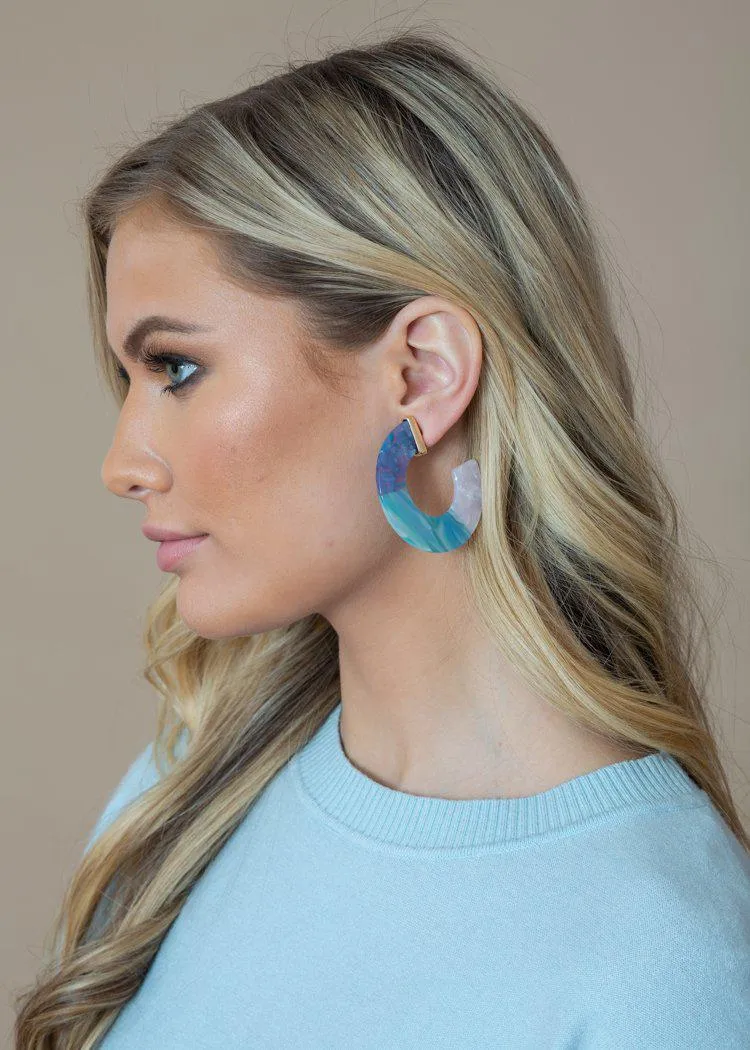 Agua Ocean Blue Acrylic Hoops