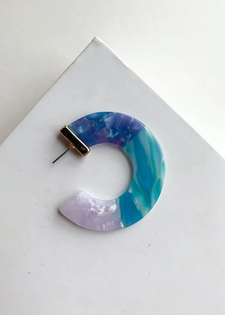 Agua Ocean Blue Acrylic Hoops