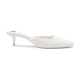 Amal Mule In White Patent Leather