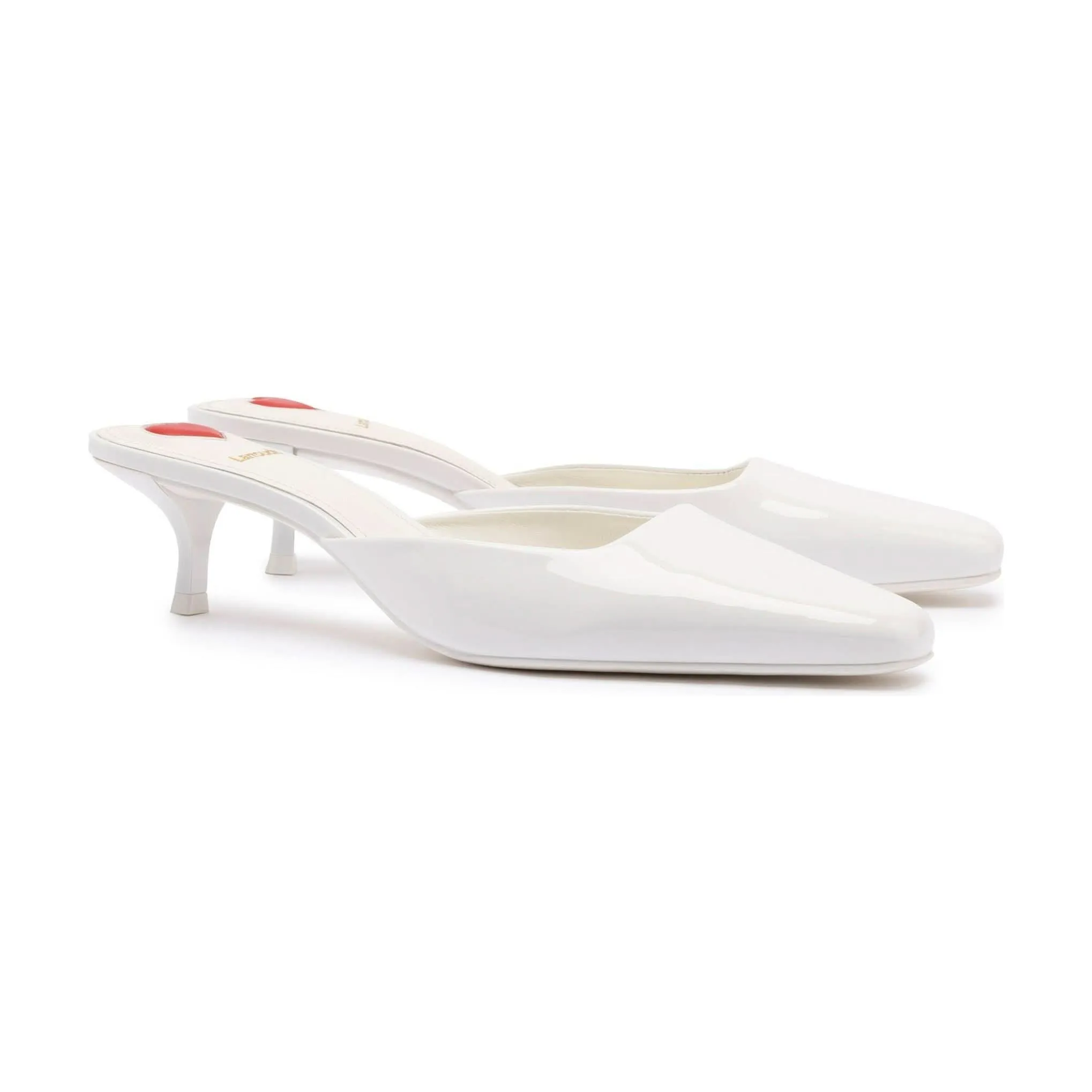 Amal Mule In White Patent Leather