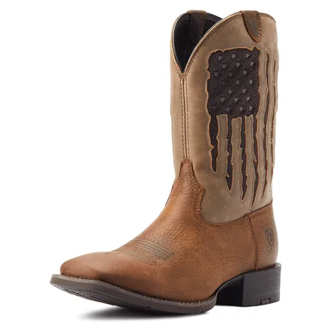 Ariat Men's Sport My Country VentTEK Faithful Brown Western Boots 10044564