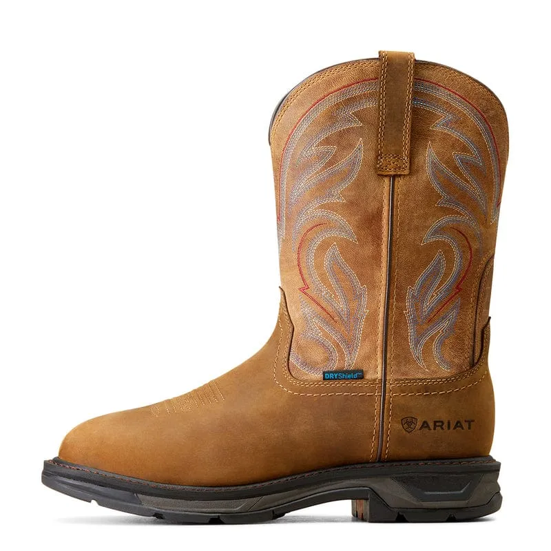 Ariat Men's WorkHog XT Distressed Brown Waterproof Roper Toe Work Boots T10045436