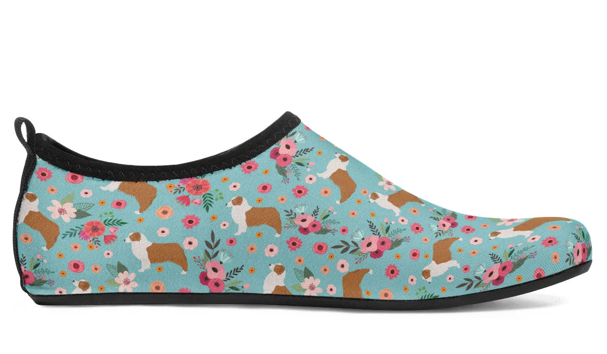 Australian Shepherd Flower Aqua Barefoot Shoes