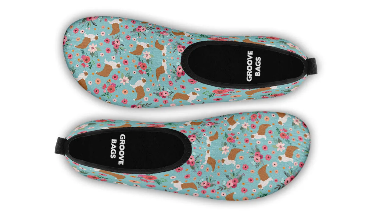 Australian Shepherd Flower Aqua Barefoot Shoes