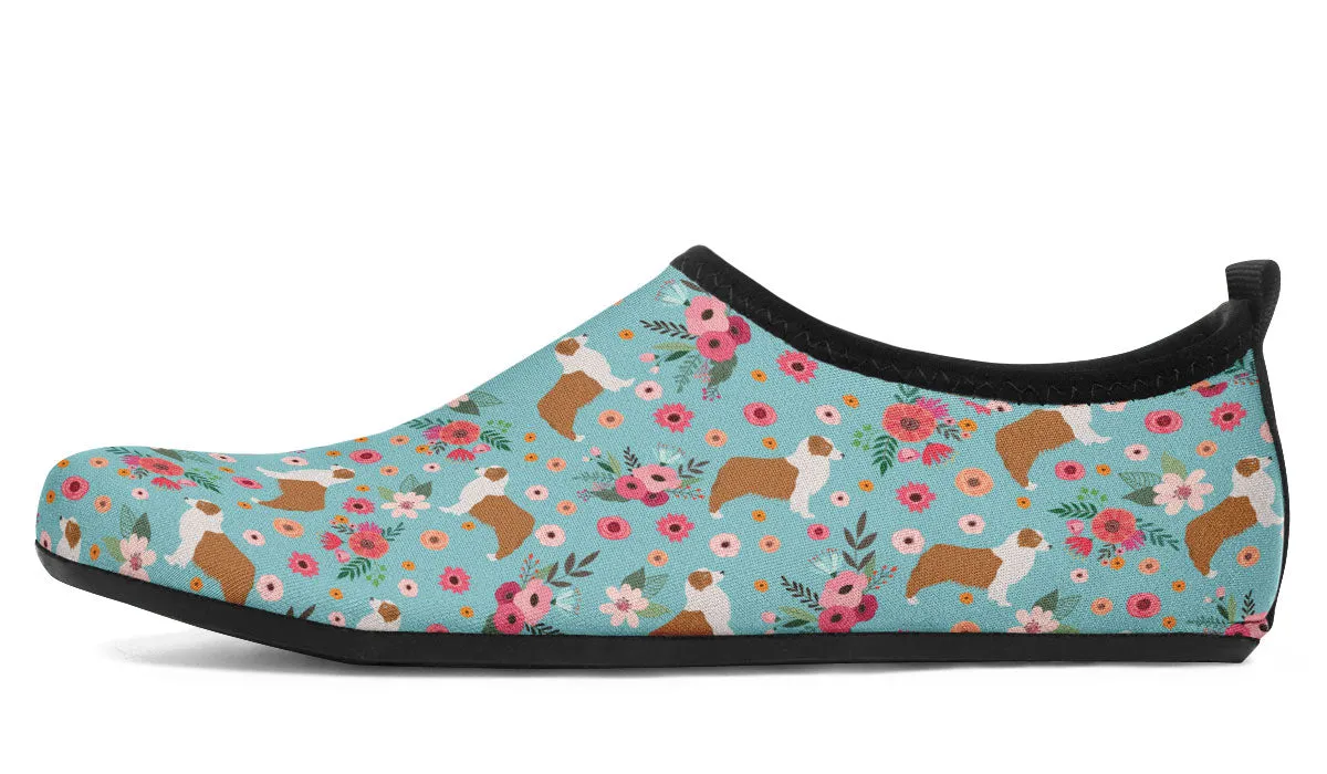 Australian Shepherd Flower Aqua Barefoot Shoes