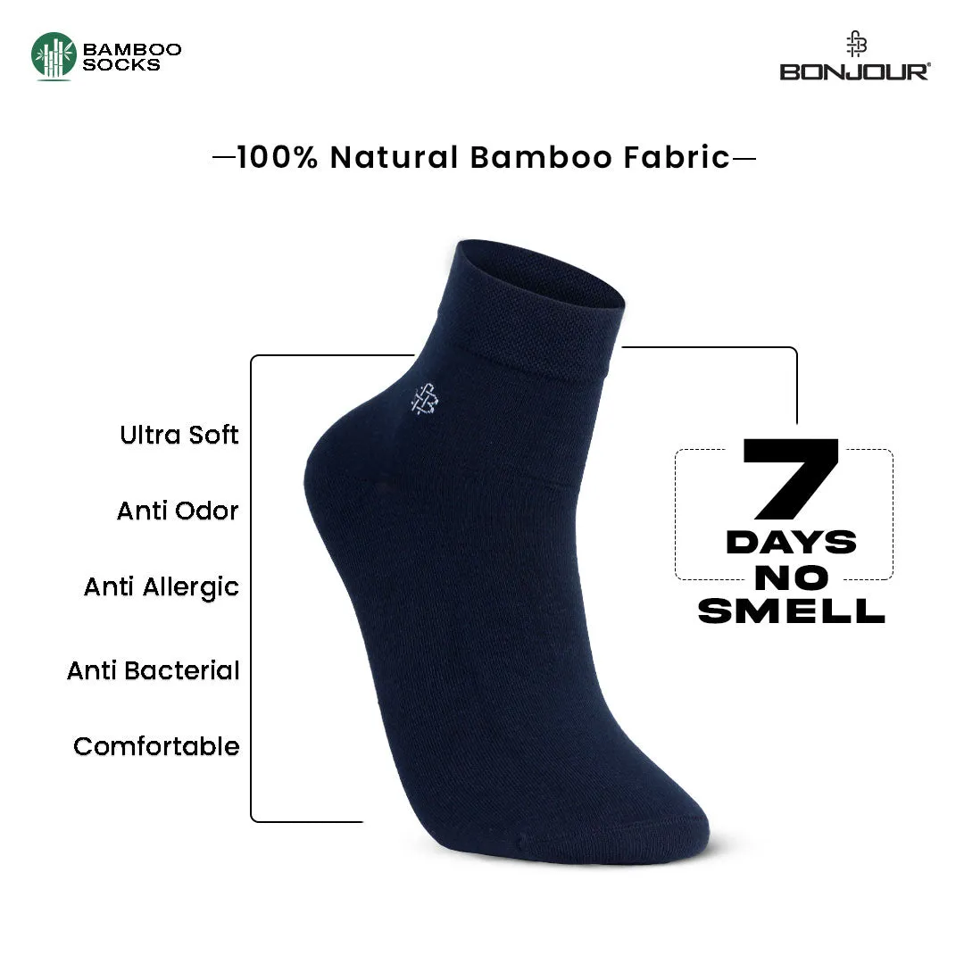 Bamboo Fiber Classic Ankle Socks (Navy) - Pack of 3