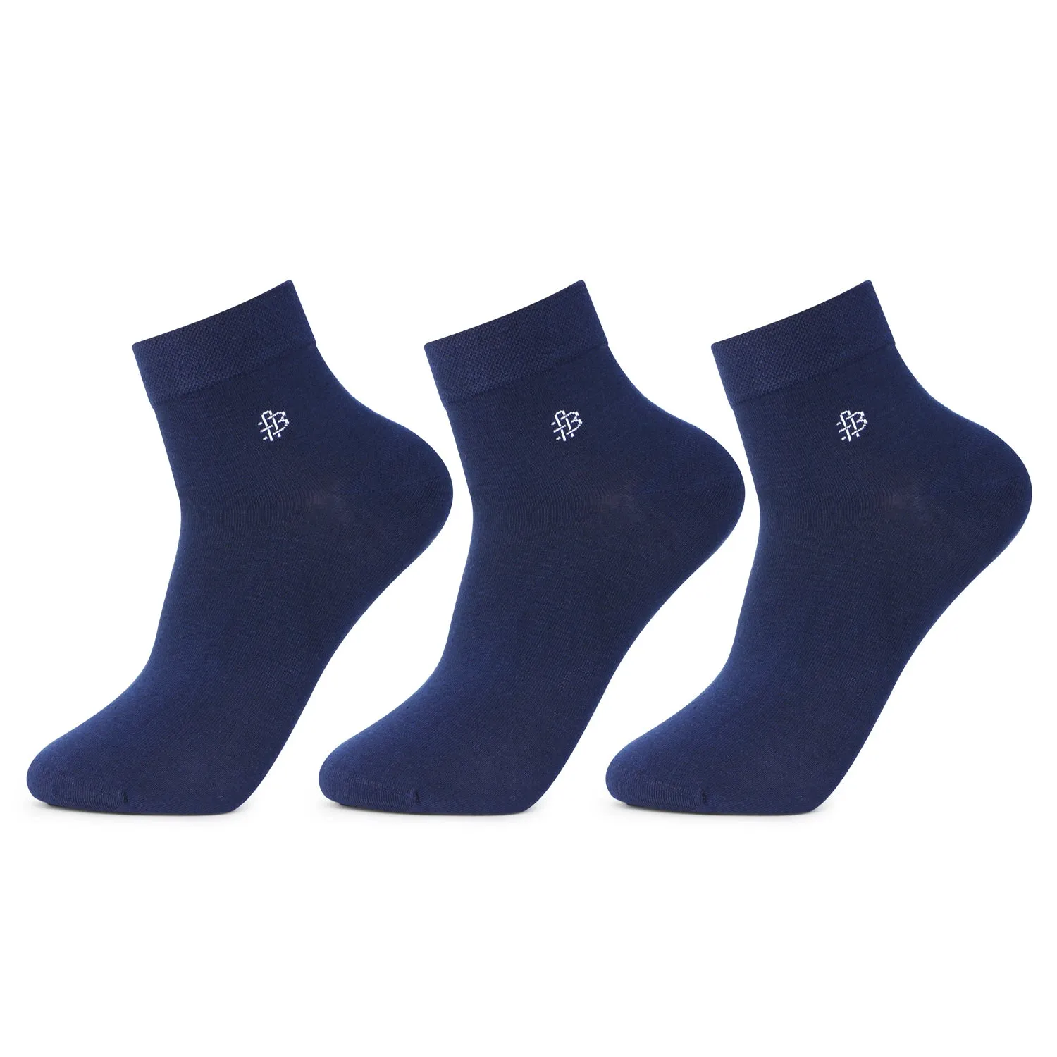 Bamboo Fiber Classic Ankle Socks (Navy) - Pack of 3