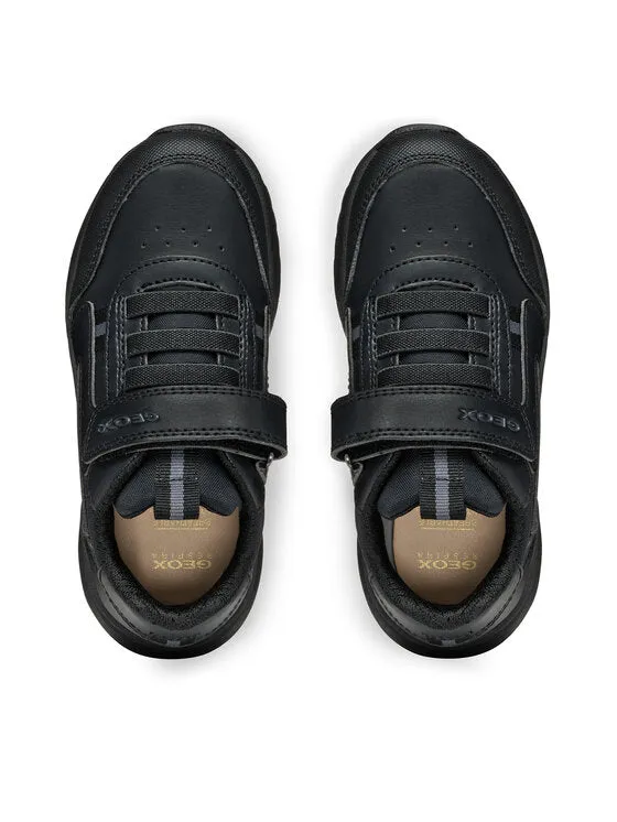 Black leather sneaker with one velcro strap J Briezee