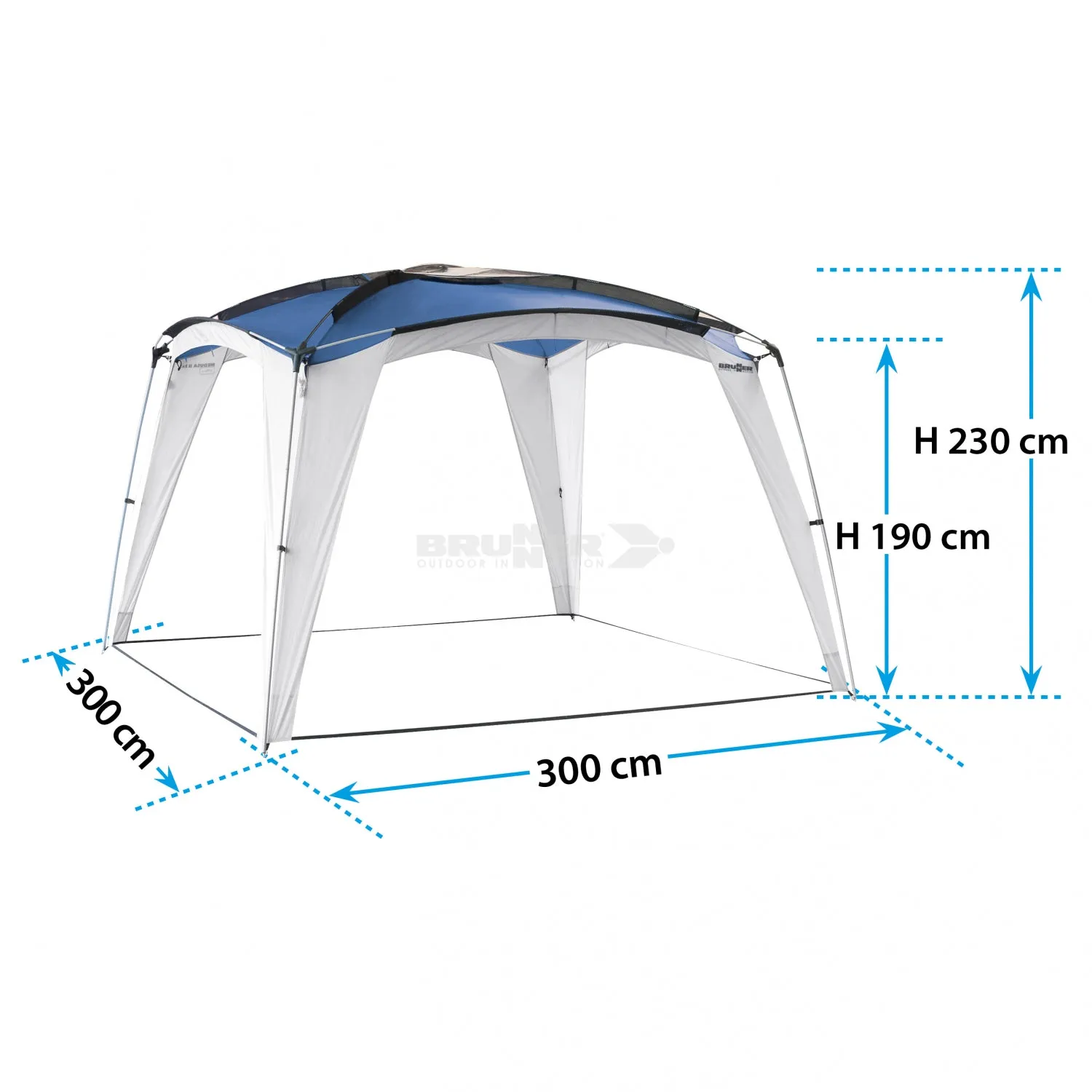 BRUNNER MEDUSA II 3x3 GAZEBO PER OUTDOOR CON MONTAGGIO SEMPLICE E VELOCE