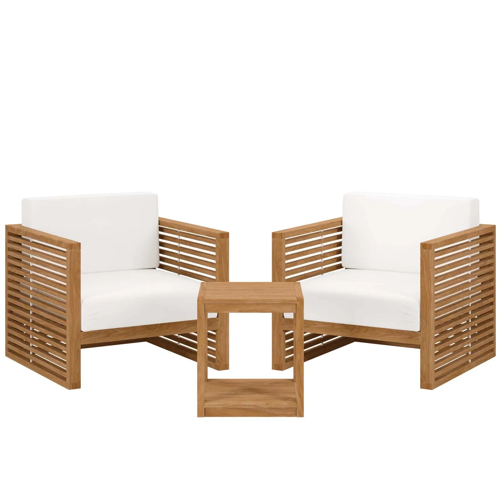 Carlsbad 3-Piece Teak Wood Outdoor Patio Outdoor Patio Set By Modway - EEI-5838 - Natural White