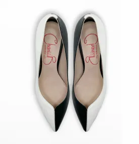 Cruella - Black / White kitten heel