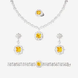 Elegant Yellow and White 2 or 4 Piece Formal Jewellery Sets