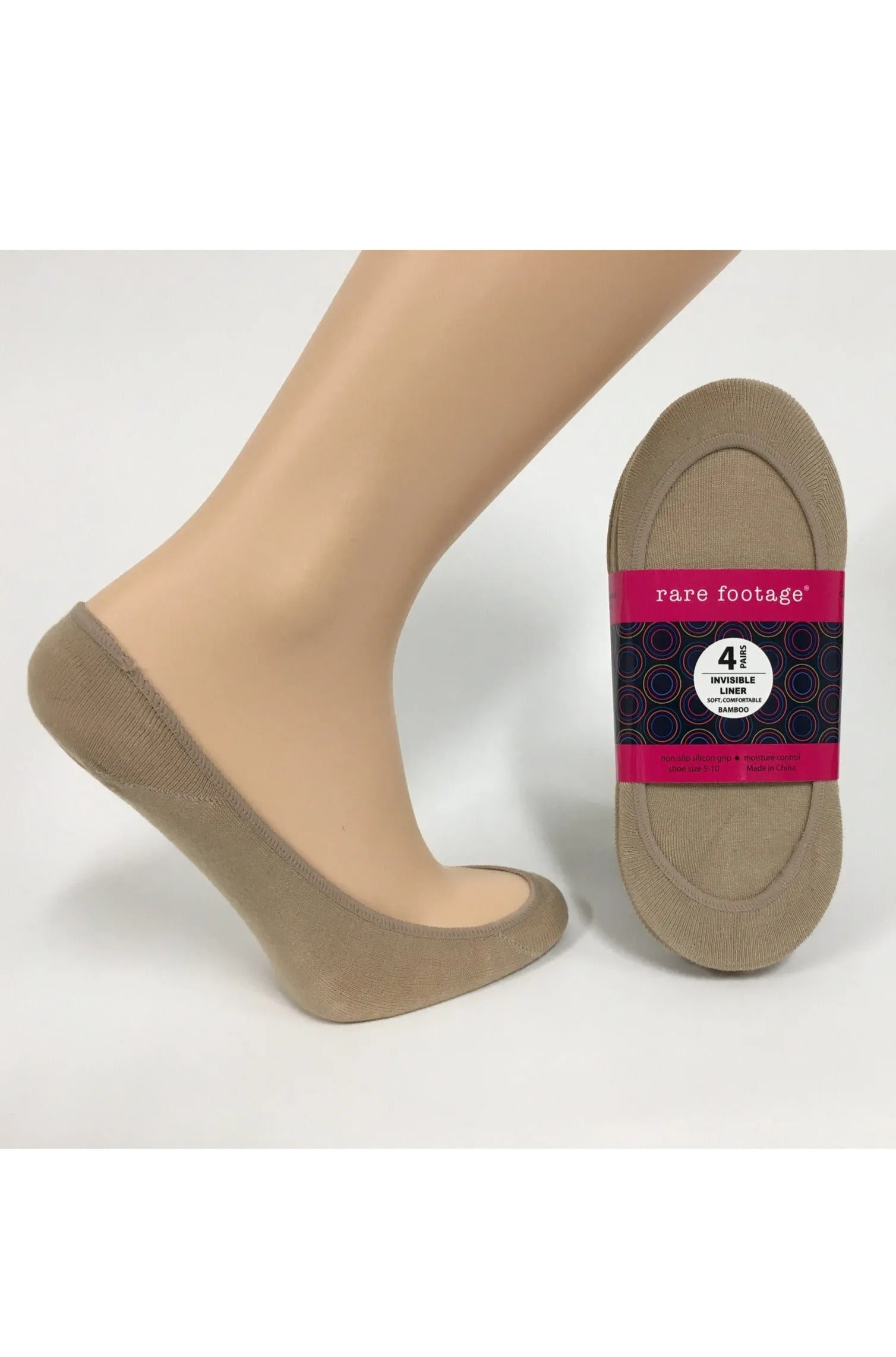 Invisible Shoe Liner No Show Socks Tan 4 pk.