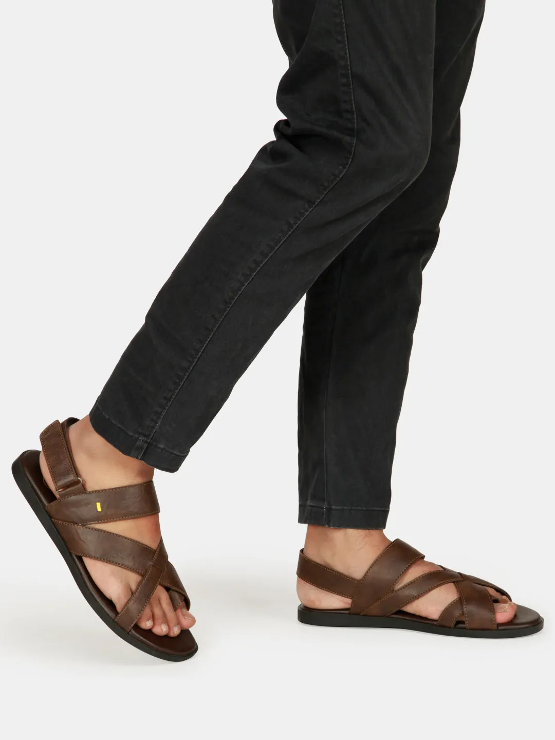 Men's Brown Cross Strap Casual Sandals (IX5002)