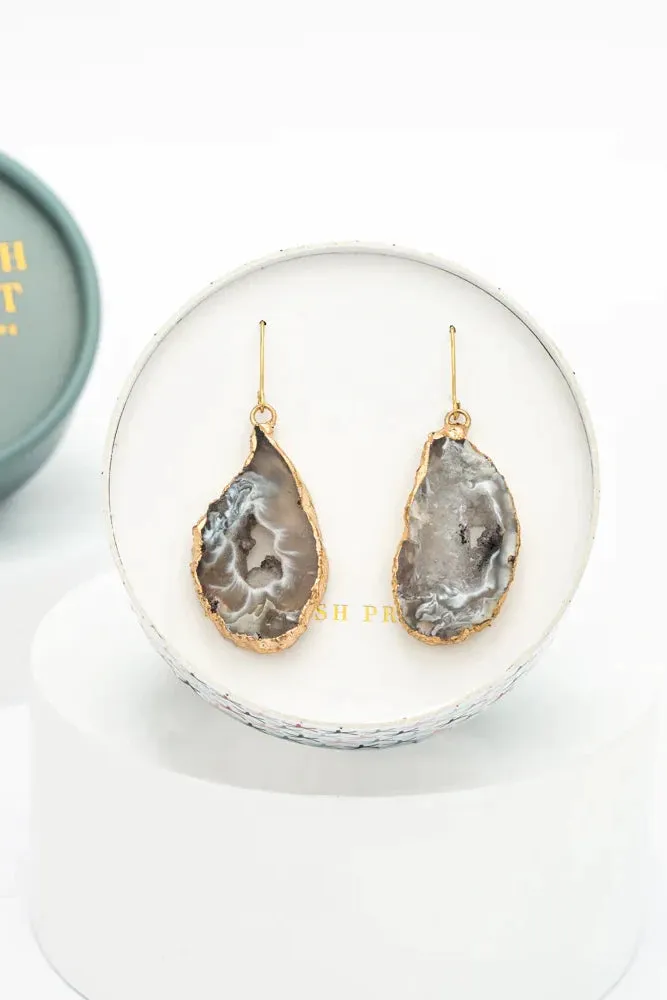 Natural Beauty Agate and Gold Earrings