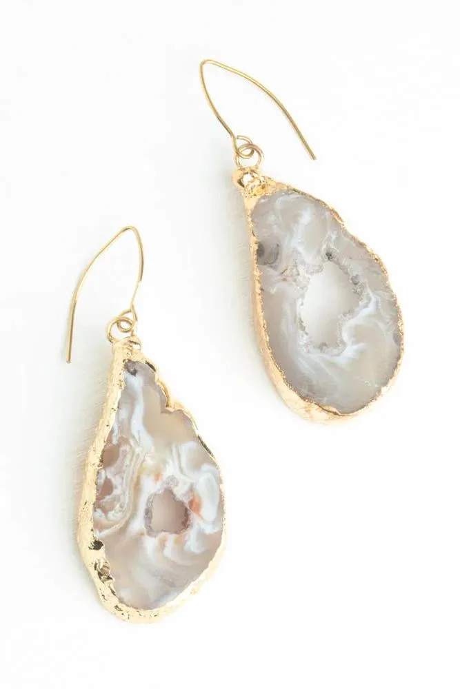 Natural Beauty Agate and Gold Earrings