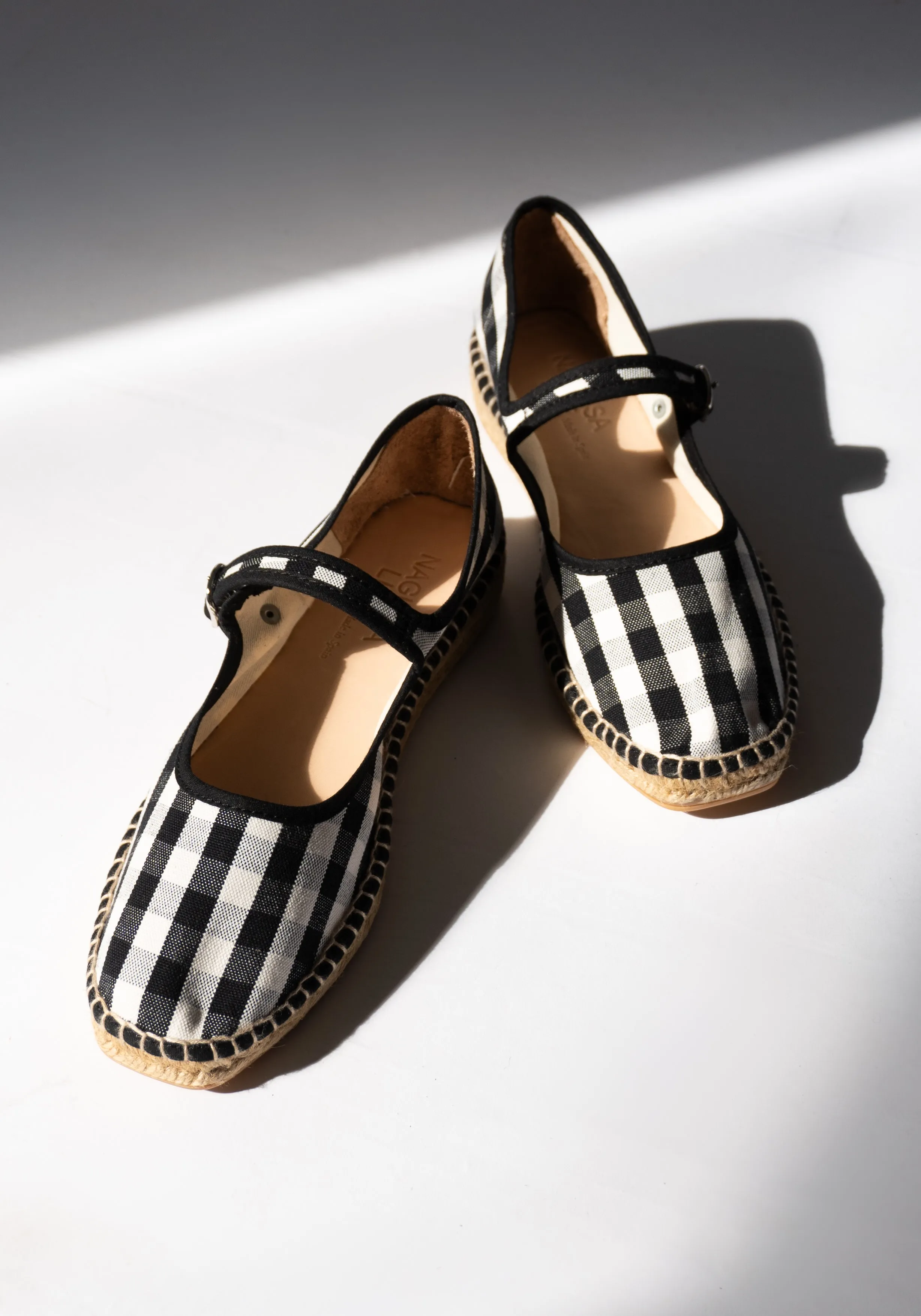 Peonia Espadrille Mary Jane in Black Check