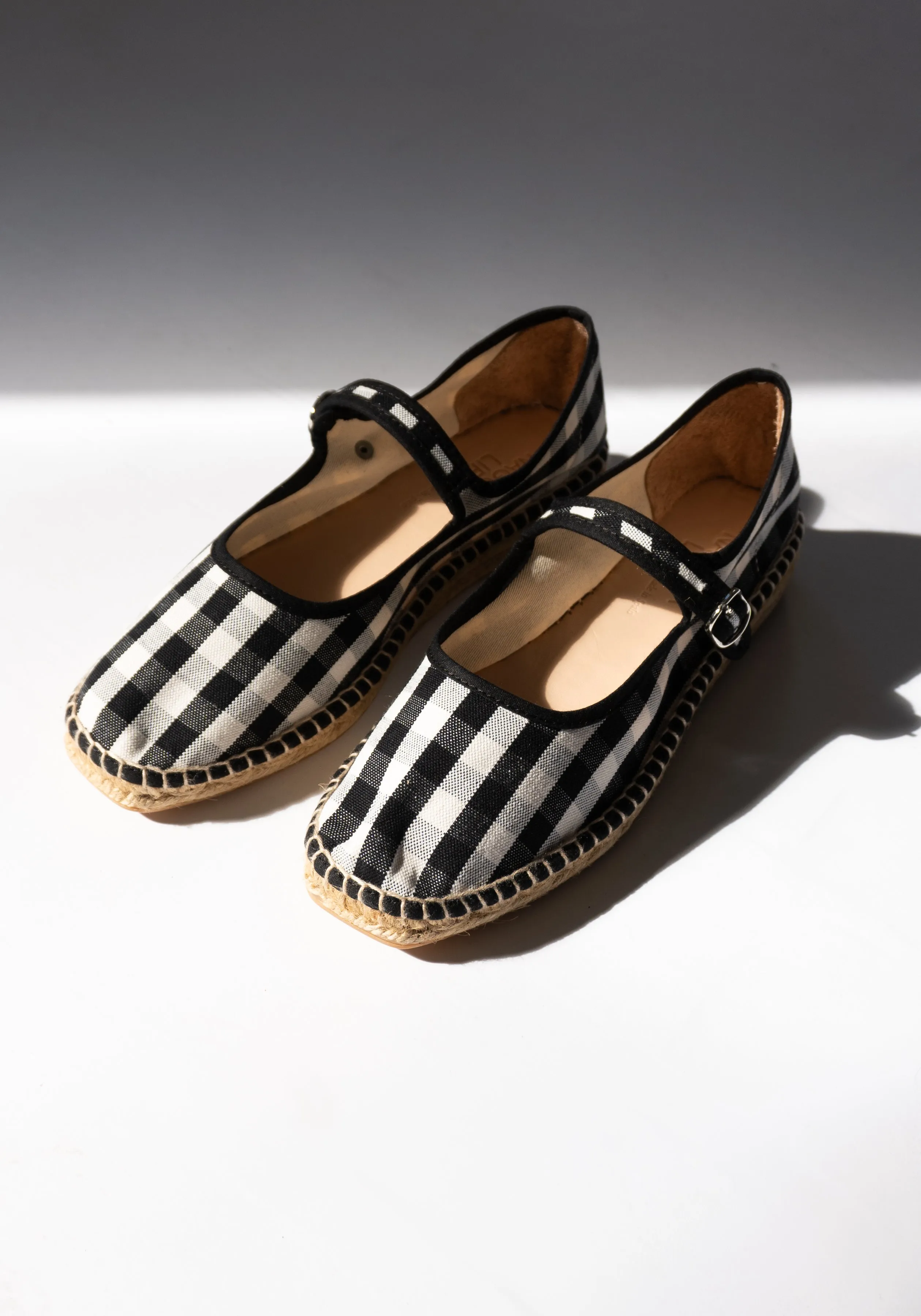 Peonia Espadrille Mary Jane in Black Check