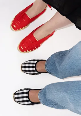 Peonia Espadrille Mary Jane in Black Check