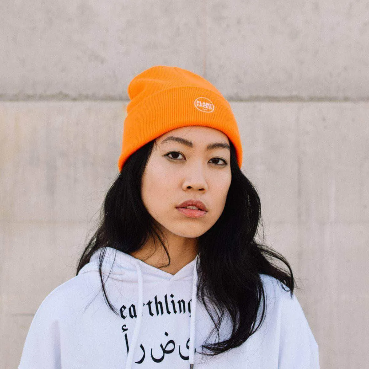 Plant Faced Beanie - Alarm Orange