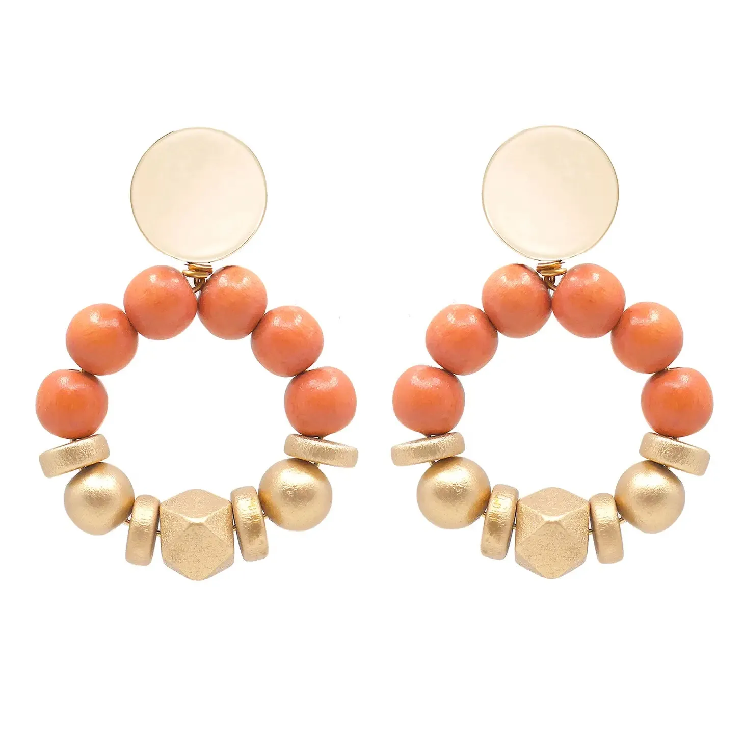 Sasha Wooden Bead Statement Earrings