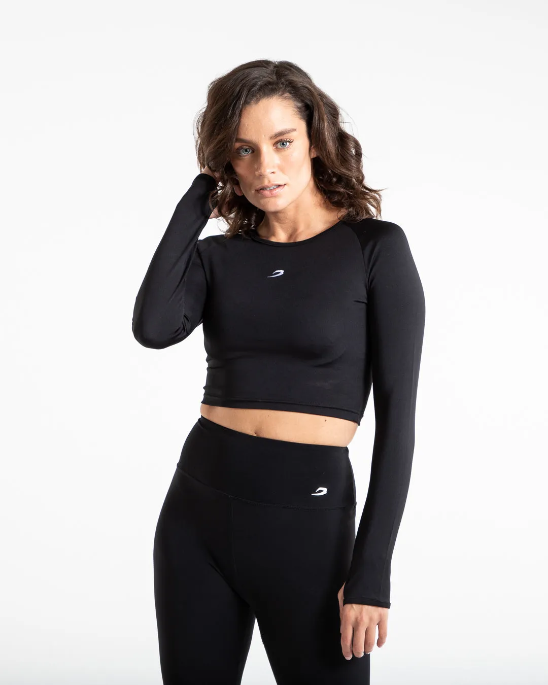 Training Long Sleeve Crop Top - Black