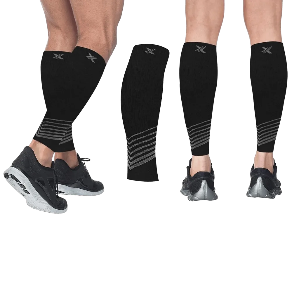 Ultra V-Striped Design Calf Support Recovery Compression Sleeves (1-Pair)