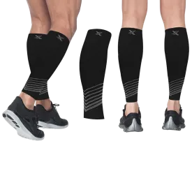 Ultra V-Striped Design Calf Support Recovery Compression Sleeves (1-Pair)